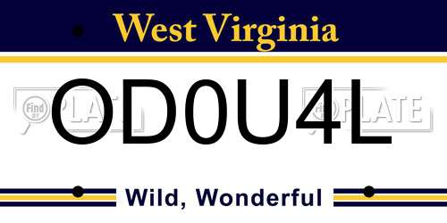 OD0U4L West Virginia License Plate