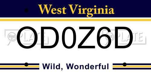 OD0Z6D West Virginia License Plate