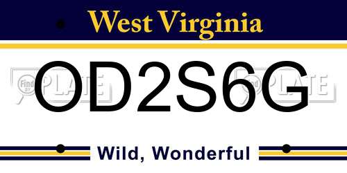 OD2S6G West Virginia License Plate