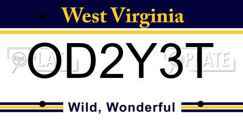 OD2Y3T West Virginia License Plate