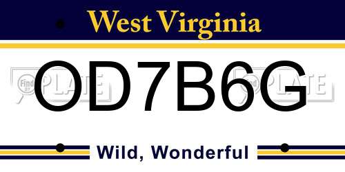 OD7B6G West Virginia License Plate