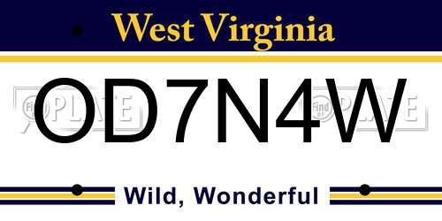 OD7N4W West Virginia License Plate