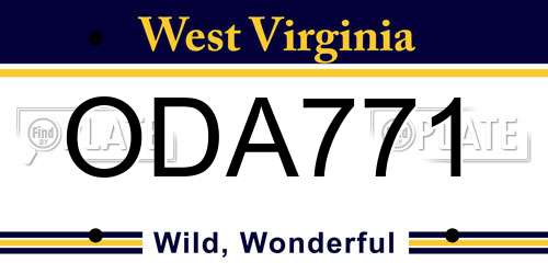 ODA771 West Virginia License Plate