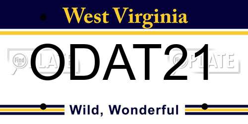 ODAT21 West Virginia License Plate