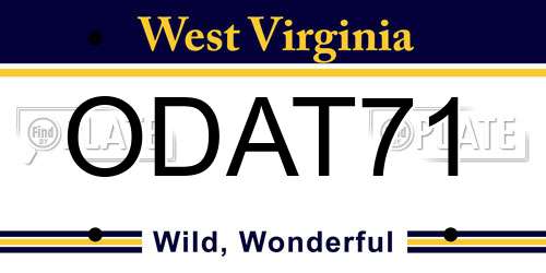 ODAT71 West Virginia License Plate