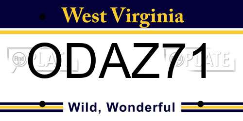 ODAZ71 West Virginia License Plate