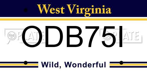 ODB75I West Virginia License Plate