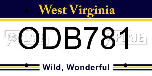 ODB781 West Virginia License Plate