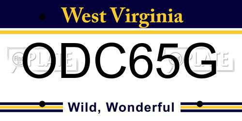 ODC65G West Virginia License Plate