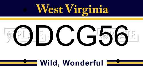 ODCG56 West Virginia License Plate