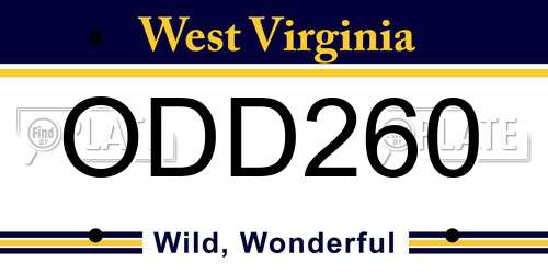 ODD260 West Virginia License Plate