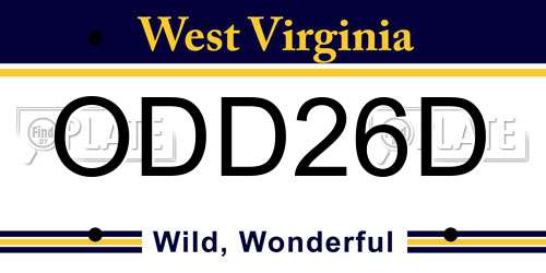 ODD26D West Virginia License Plate