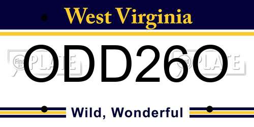 ODD26O West Virginia License Plate