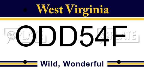 ODD54F West Virginia License Plate
