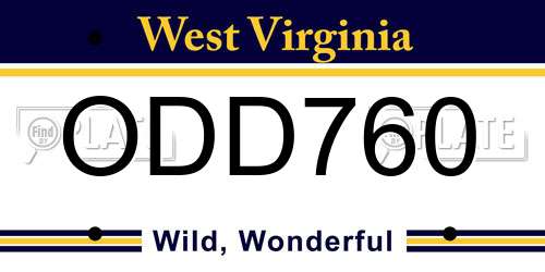 ODD760 West Virginia License Plate