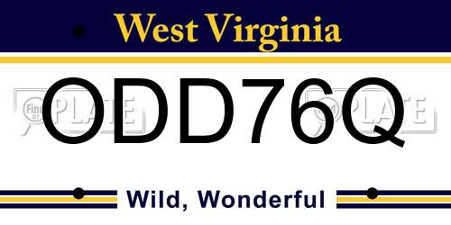 ODD76Q West Virginia License Plate