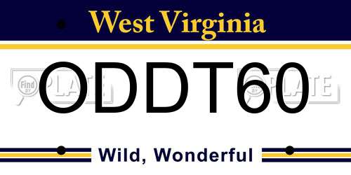 ODDT60 West Virginia License Plate