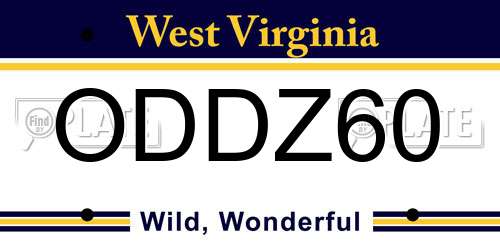 ODDZ60 West Virginia License Plate