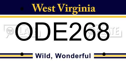 ODE268 West Virginia License Plate