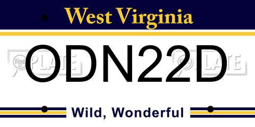 ODN22D West Virginia License Plate