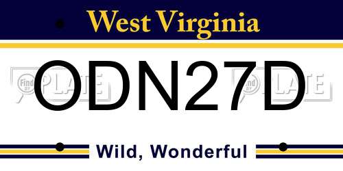 ODN27D West Virginia License Plate