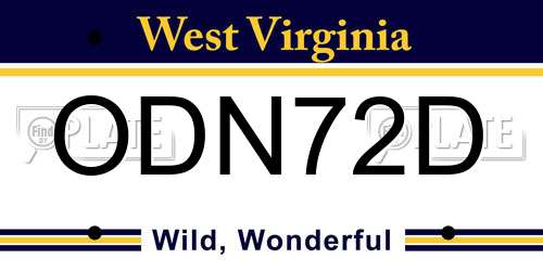 ODN72D West Virginia License Plate