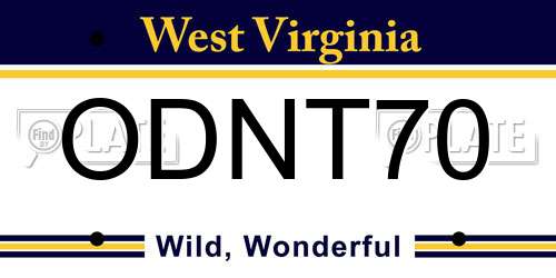 ODNT70 West Virginia License Plate