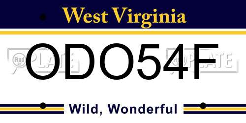 ODO54F West Virginia License Plate