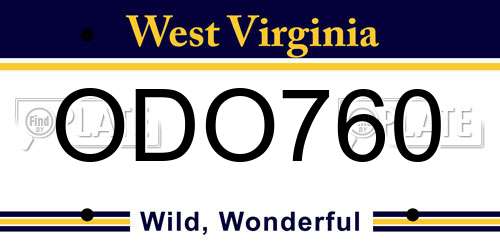 ODO760 West Virginia License Plate