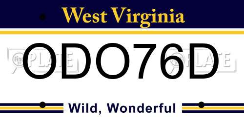 ODO76D West Virginia License Plate
