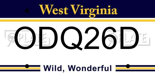 ODQ26D West Virginia License Plate