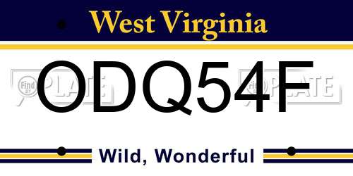 ODQ54F West Virginia License Plate