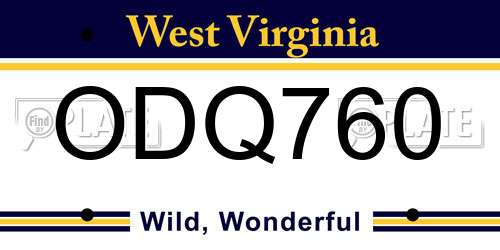 ODQ760 West Virginia License Plate