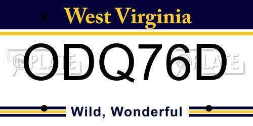 ODQ76D West Virginia License Plate