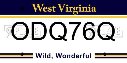 ODQ76Q West Virginia License Plate
