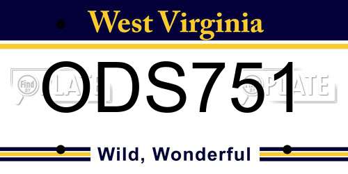 ODS751 West Virginia License Plate