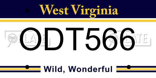 ODT566 West Virginia License Plate