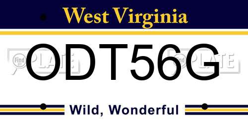 ODT56G West Virginia License Plate