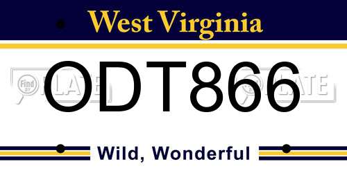 ODT866 West Virginia License Plate