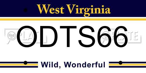 ODTS66 West Virginia License Plate