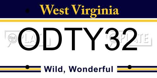 ODTY32 West Virginia License Plate