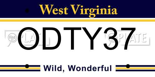 ODTY37 West Virginia License Plate