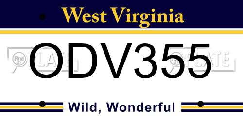 ODV355 West Virginia License Plate