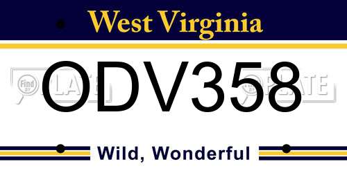 ODV358 West Virginia License Plate