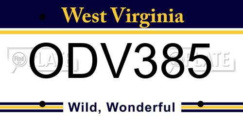 ODV385 West Virginia License Plate