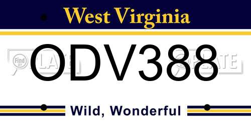 ODV388 West Virginia License Plate