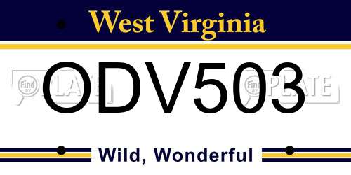 ODV503 West Virginia License Plate