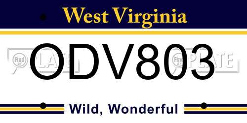 ODV803 West Virginia License Plate