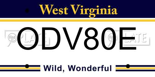 ODV80E West Virginia License Plate