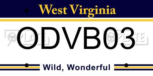 ODVB03 West Virginia License Plate
